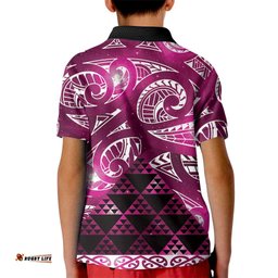 Matariki New Zealand Kid Polo Shirt NZ Niho Taniwha Maori New Year Pink Galaxy LT14
