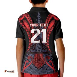 Custom New Zealand Kid Polo Shirt Maori Kiwiana Pattern Tukutuku Motif LT9