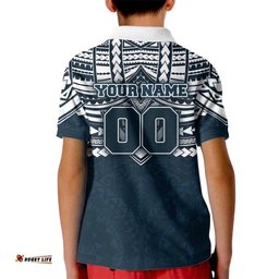 Personalized Carlton Blues Kid Polo Shirt Polynesian Tribal Pattern Heritage Football TS04