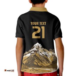 Custom Oceania Football NZ South Island Kid Polo Shirt Minimal Mount Cook Silhouette LT9