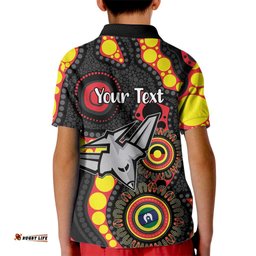 Essendon Bombers NAIDOC Week 2026 Personalised Kid Polo Shirt 50 Years of Deadly Aboriginal Art LT14