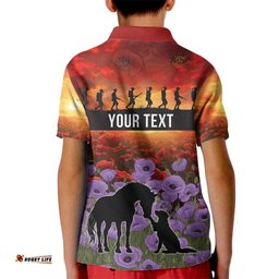 Personalised ANZAC Day Kid Polo Shirt Remembering the Animals of War LT19