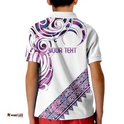 Mawhero Paua shell Kowhaiwhai Taniko Personalised Kid Polo Shirt Turtle Tattoo Maori Tribal Style LT9