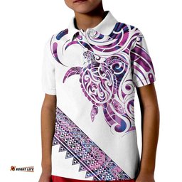 Mawhero Paua shell Kowhaiwhai Taniko Personalised Kid Polo Shirt Turtle Tattoo Maori Tribal Style LT9