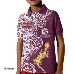 Manly Warringah Sea Eagles NAIDOC Week 2026 Kid Polo Shirt Aboriginal Lizard Dot Painting - 50 Years of Deadly TS04