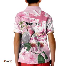 Personalised Australia Day Kid Polo Shirt Pink Parrot Bird Opal Art LT9