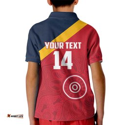 Custom South Australia Cricket Kid Polo Shirt Go Champions - Aboriginal Art LT14
