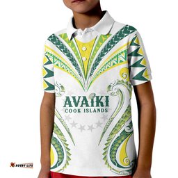 Custom Rugby Cook Islands Avaiki Kid Polo Shirt White Kuki Airani Tribal Maori Inspired LT9