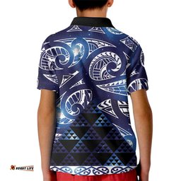 Matariki New Zealand Kid Polo Shirt NZ Niho Taniwha Maori New Year Blue Galaxy LT14