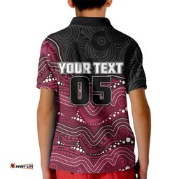 Custom Sea Eagles Kid Polo Shirt Bird Mascot With Aboriginal Indigenous DT05
