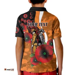 Greater Giants ANZAC Personalised Kid Polo Shirt Lest We Forget Poppy Camo LT9