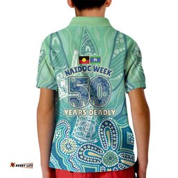 NAIDOC Week - 50 Years Deadly Torres Strait Kid Polo Shirt Pastel Waves LT7