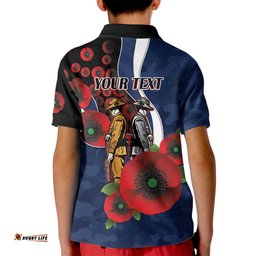 Geelong Cats ANZAC Personalised Kid Polo Shirt Lest We Forget Poppy Camo LT9