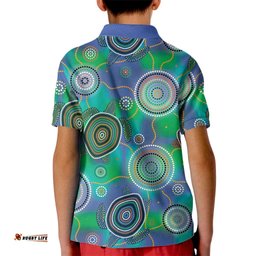 NAIDOC 50 Years of Deadly Kid Polo Shirt Sea Turtle Aboriginal Dot Art LT19