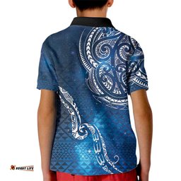 Matariki Galaxy Kid Polo Shirt New Zealand Map Maori Pattern LT9