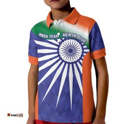 India Cricket Custom Kid Polo Shirt Ashoka Chakra with Flag Style LT9