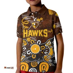 Personalized Hawthorn Hawks Kid Polo Shirt Aboriginal Dot Painting Graffiti Style TS04