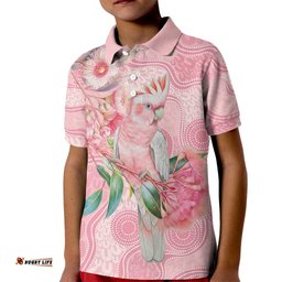 Personalized Pink Galah Fight for Hope and Healing Kid Polo Shirt Australias Breast Cancer Awareness LT9