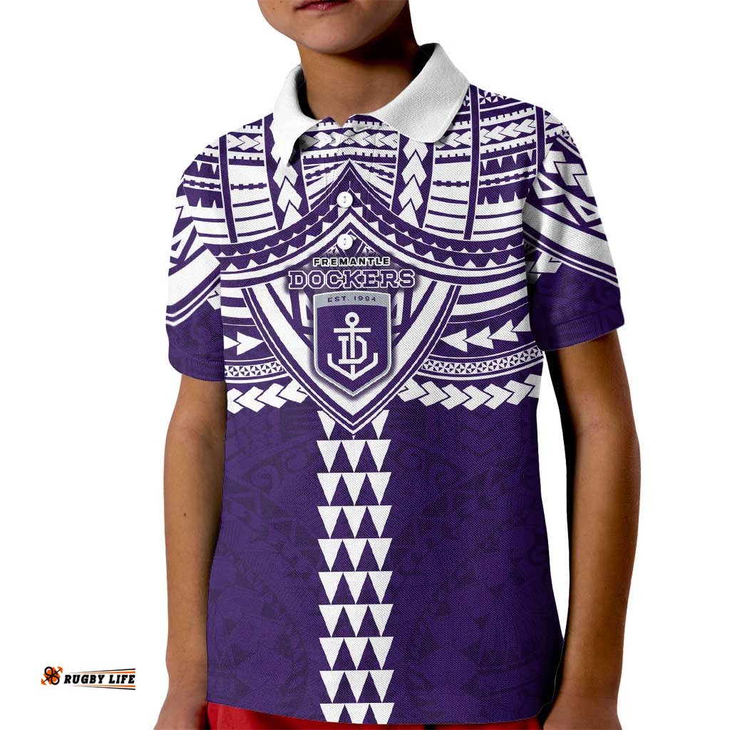 Personalized Fremantle Dockers Kid Polo Shirt Polynesian Tribal Pattern Heritage Football TS04