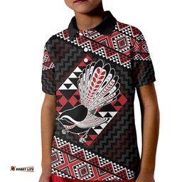 Taniko Aotearoa Kid Polo Shirt Poutama Mix Piwakawaka LT7