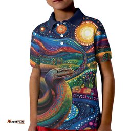 Aboriginal Dreamtime Rainbow Serpent Kid Polo Shirt LT9