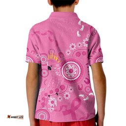 Pink Ribbon Australia Kid Polo Shirt Breast Cancer Awareness Aboriginal Cacatua leadbeateri LT14
