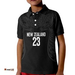 New Zealand Basketball Ta Moko Tribal Custom Kid Polo Shirt LT03