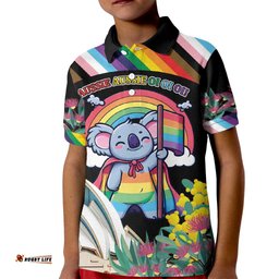 Aussia Pride Month Rainbow Koala Kid Polo Shirt LT9