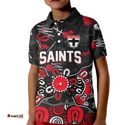 Personalized St Kilda Saints Kid Polo Shirt Aboriginal Dot Painting Graffiti Style TS04