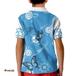 World Diabetes Day Australia Kid Polo Shirt Blue Ribbon Butterfly Aboriginal Art LT14