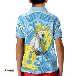 World Diabetes Day Australia Kid Polo Shirt Yellow-crested Cockatoo Golden Wattle Aboriginal LT14