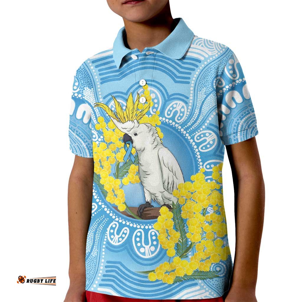 World Diabetes Day Australia Kid Polo Shirt Yellow-crested Cockatoo Golden Wattle Aboriginal LT14