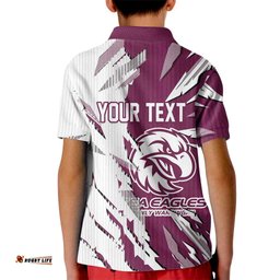 Personalized Manly Warringah Sea Eagles Kid Polo Shirt Dynamic Lightning Mascot Rugby Australia TS04