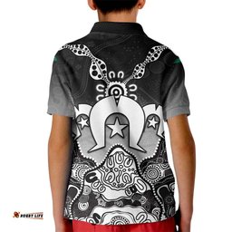 Torres Strait Islander Flag Kid Polo Shirt Dhari Indigenous Dotwork Pattern Art TS04