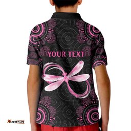 Personalized Pink Dragonfly Aboriginal of Hope Kid Polo Shirt Australias Breast Cancer Awareness LT9