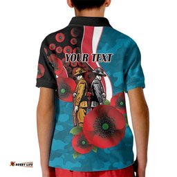 Port Power ANZAC Personalised Kid Polo Shirt Lest We Forget Poppy Camo LT9
