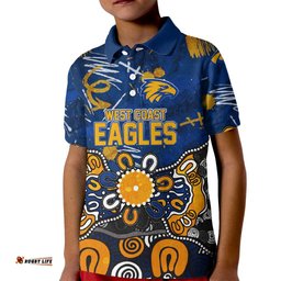 Personalized West Coast Eagles Kid Polo Shirt Aboriginal Dot Painting Graffiti Style TS04