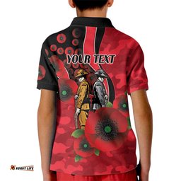 St Saints ANZAC Personalised Kid Polo Shirt Lest We Forget Poppy Camo LT9