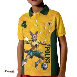 Polkinghorne Australia Matildas Kid Polo Shirt 2024 Thank You Polks LT14