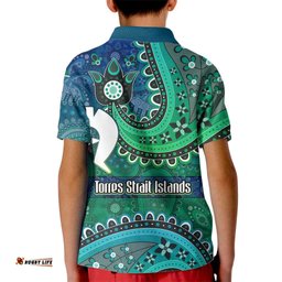 Torres Strait Islands Kid Polo Shirt Dhari Emblem Vibrant Teal Indigenous TS04