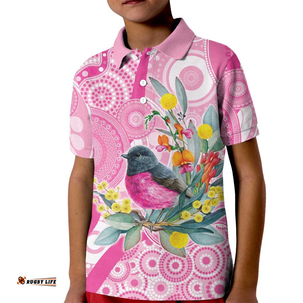 Pink Robin Aboriginal Inspired Kid Polo Shirt LT9