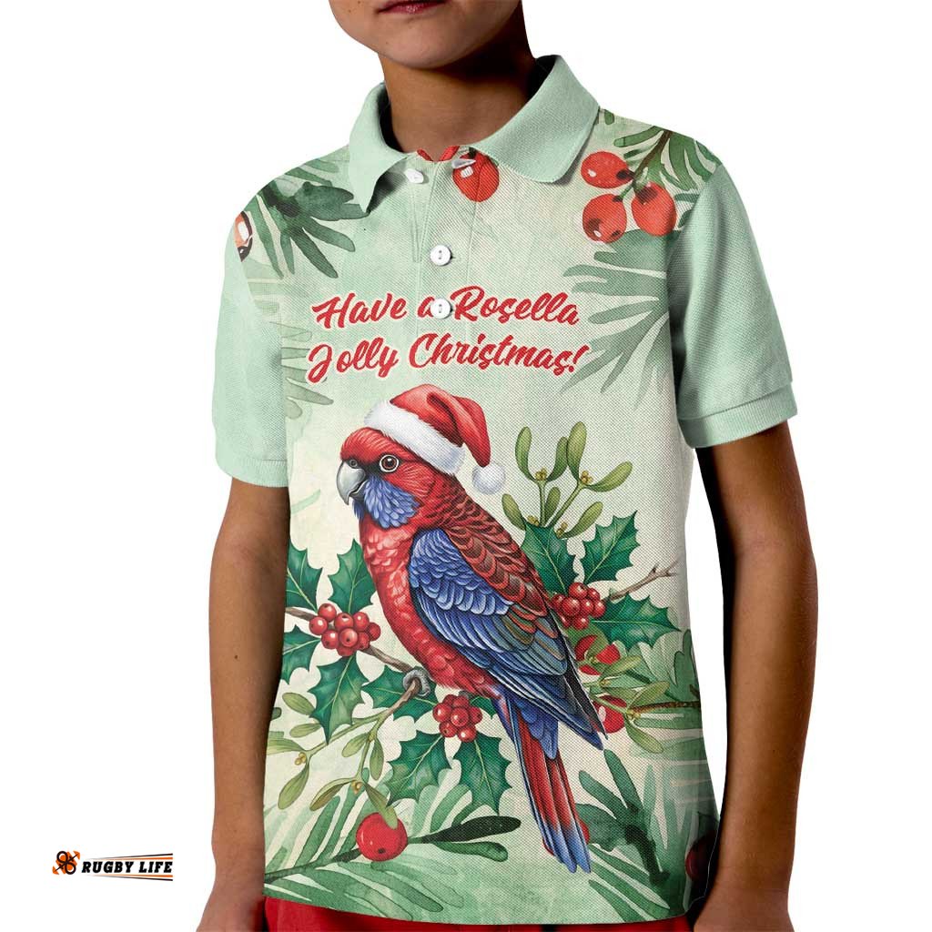 Watercolor Floral Crimson Rosella Kid Polo Shirt Its Aussie Christmas Time! LT9