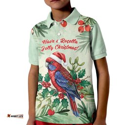 Watercolor Floral Crimson Rosella Kid Polo Shirt Its Aussie Christmas Time! LT9