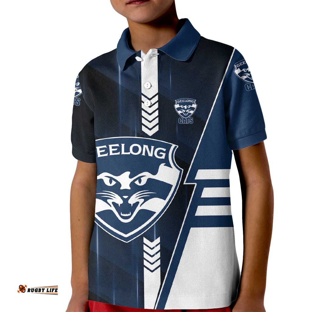 Personalized Geelong Cats Kid Polo Shirt Modern Geometric Sports Graphic Style TS04