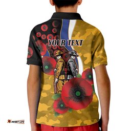 West Eagles ANZAC Personalised Kid Polo Shirt Lest We Forget Poppy Camo LT9
