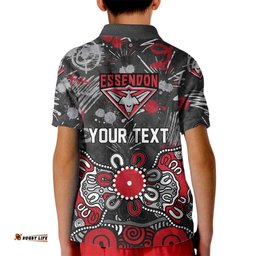 Personalized Essendon Bombers Kid Polo Shirt Aboriginal Dot Painting Graffiti Style TS04