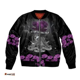 ANZAC Day Remembrance Bomber Jacket Purple Poppy We Will Remember Them LT9