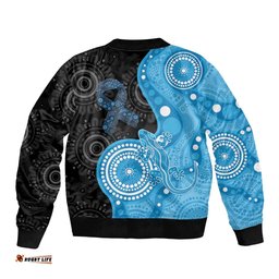 Australia Autism Awareness Month Bomber Jacket Indigenous Lizard With Blue Ribbon LT14