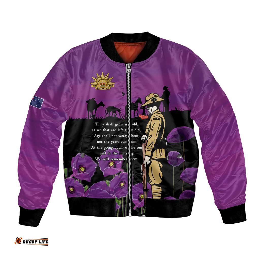 ANZAC Soldier and War Animals Bomber Jacket We Will Remember Them LT15