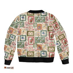 Aussie Birds Christmas La La Land Bomber Jacket Beige Vintage Stamp Edition LT9